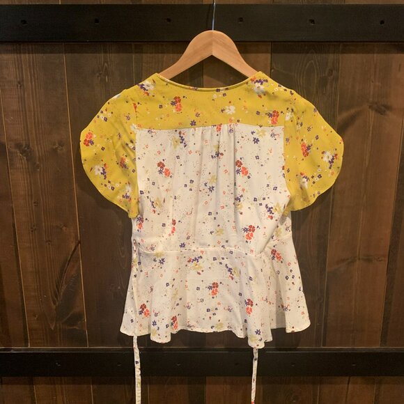 Meadow Rue by Anthropologie Bon Voyage Floral Wrap Blouse Size 4 - Picture 3 of 10